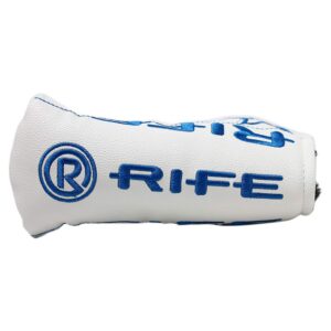 Rife Golf Collectors Edition - Retro L Shape Blade Putter Blue Star Style Headcover. Limited Edition Tour Vintage Leather Style Custom Design Putter Head Cover