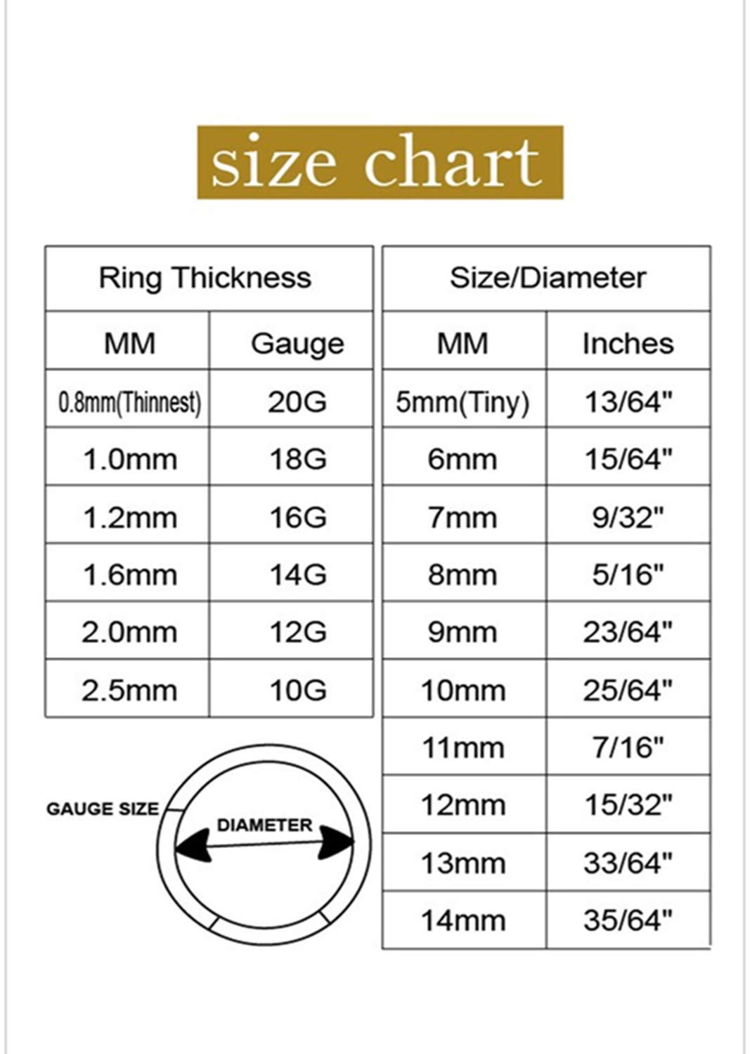 FOLLOWMOON 8mm Septum Ring Gold Nose Rings Hoop 18 Gauge Nose Hoop Helix Daith Tragus Earrings Hinged Segment Septum Clicker Lip Rings 18g Cartilage Earring Nose Piercing Jewelry Surgical Steel