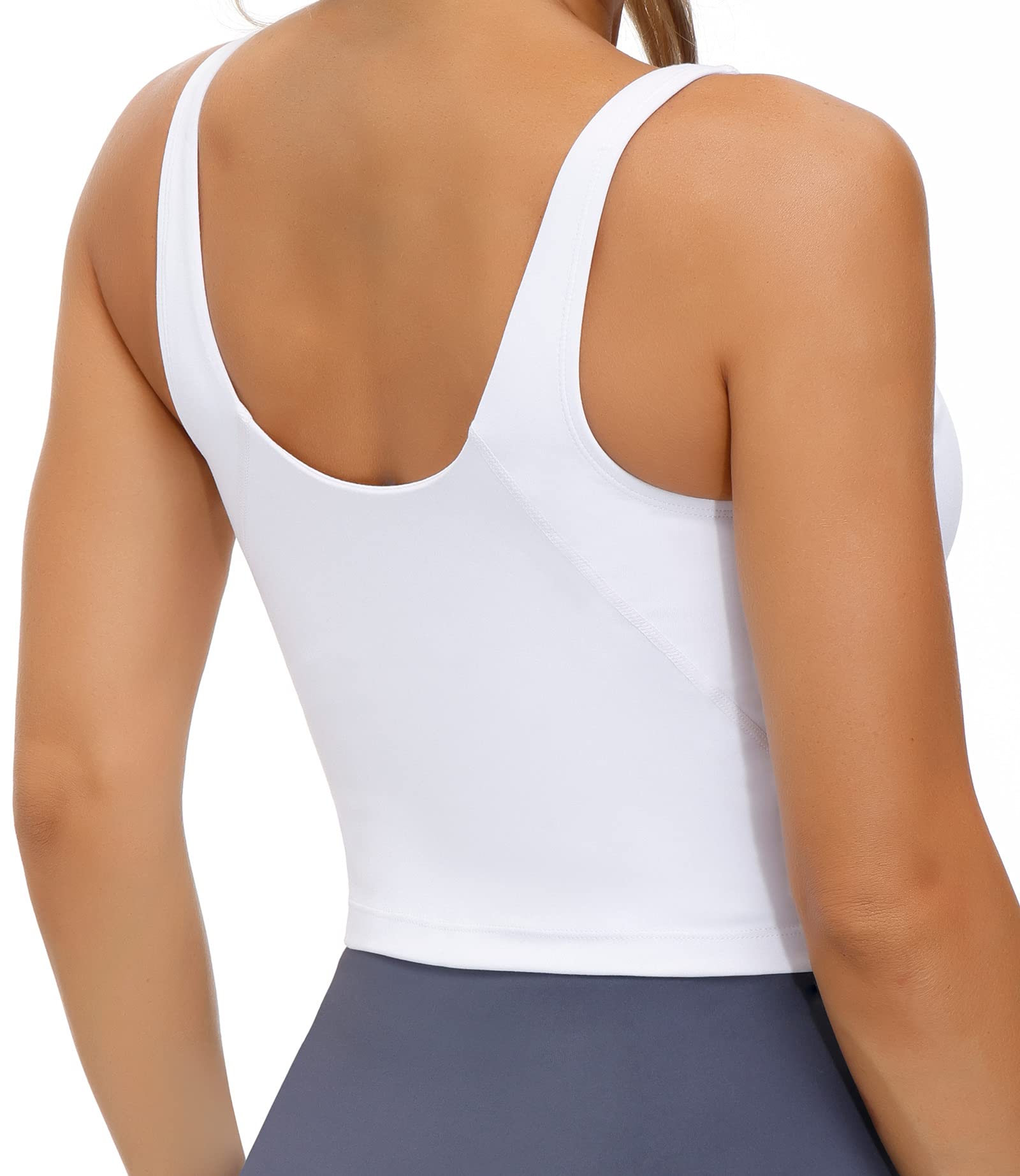 Wjustforu Women's Tank Top Padded Sports Bra Running Workout Yoga Crop Top (X-Large, White)