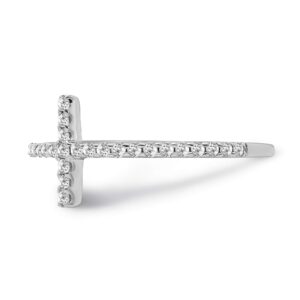 ARAIYA FINE JEWELRY 925 Sterling Silver Round-shape Diamond Cross Band Ring (1/6 cttw, I-J Color, I2-I3 Clarity), Size 8.5