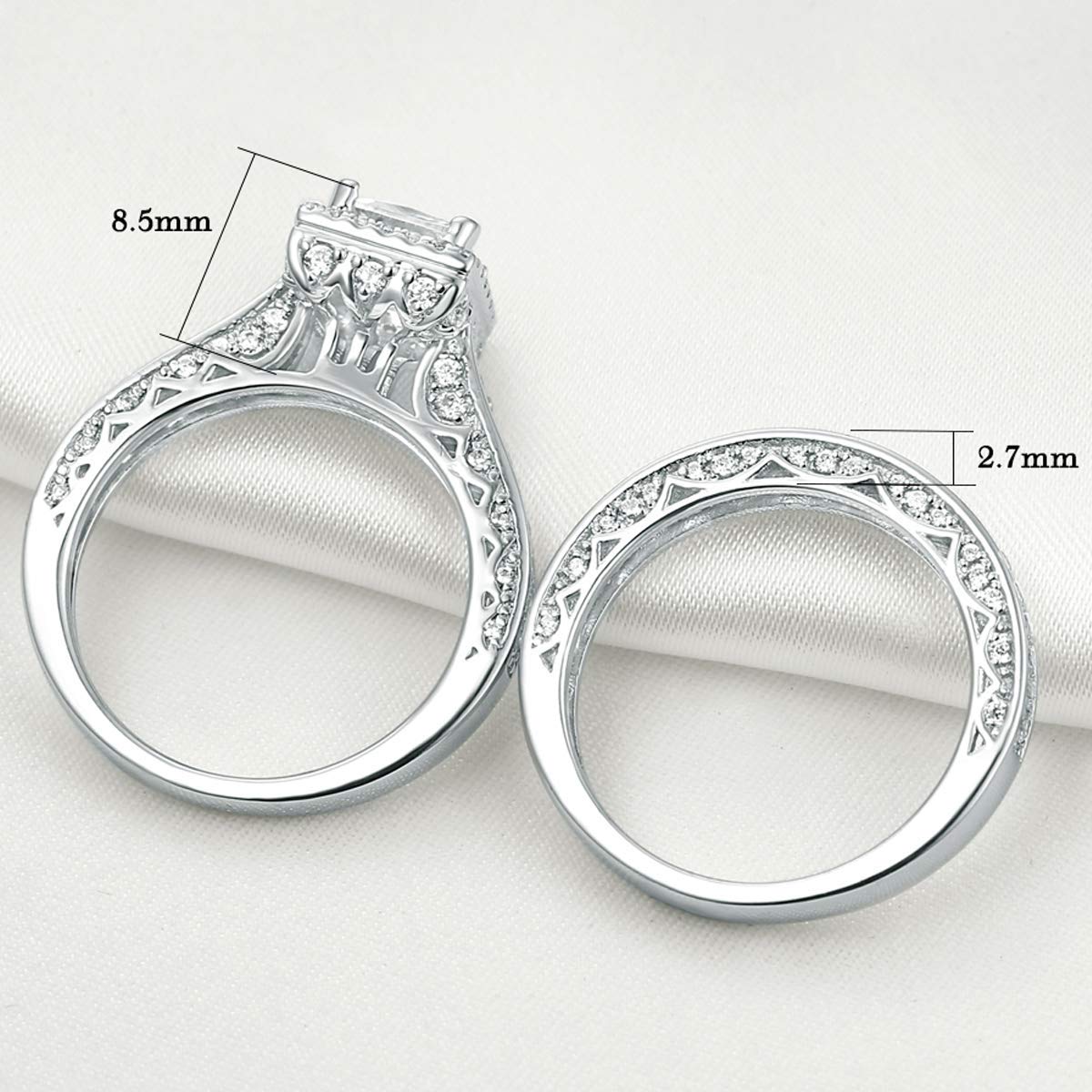 Newshe 1.5Ct Wedding Rings for Women Engagement Ring Set and 925 Sterling Silver Wedding Bands White Cz Size 8