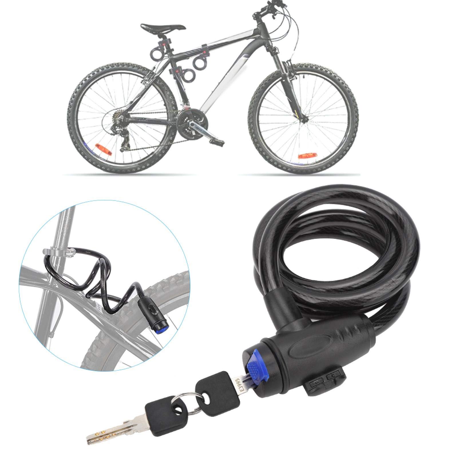 Combination Bike Lock 1.2M Resettable Basic Bike Cable Locks with 2Keys and Mounting Bracket Rack