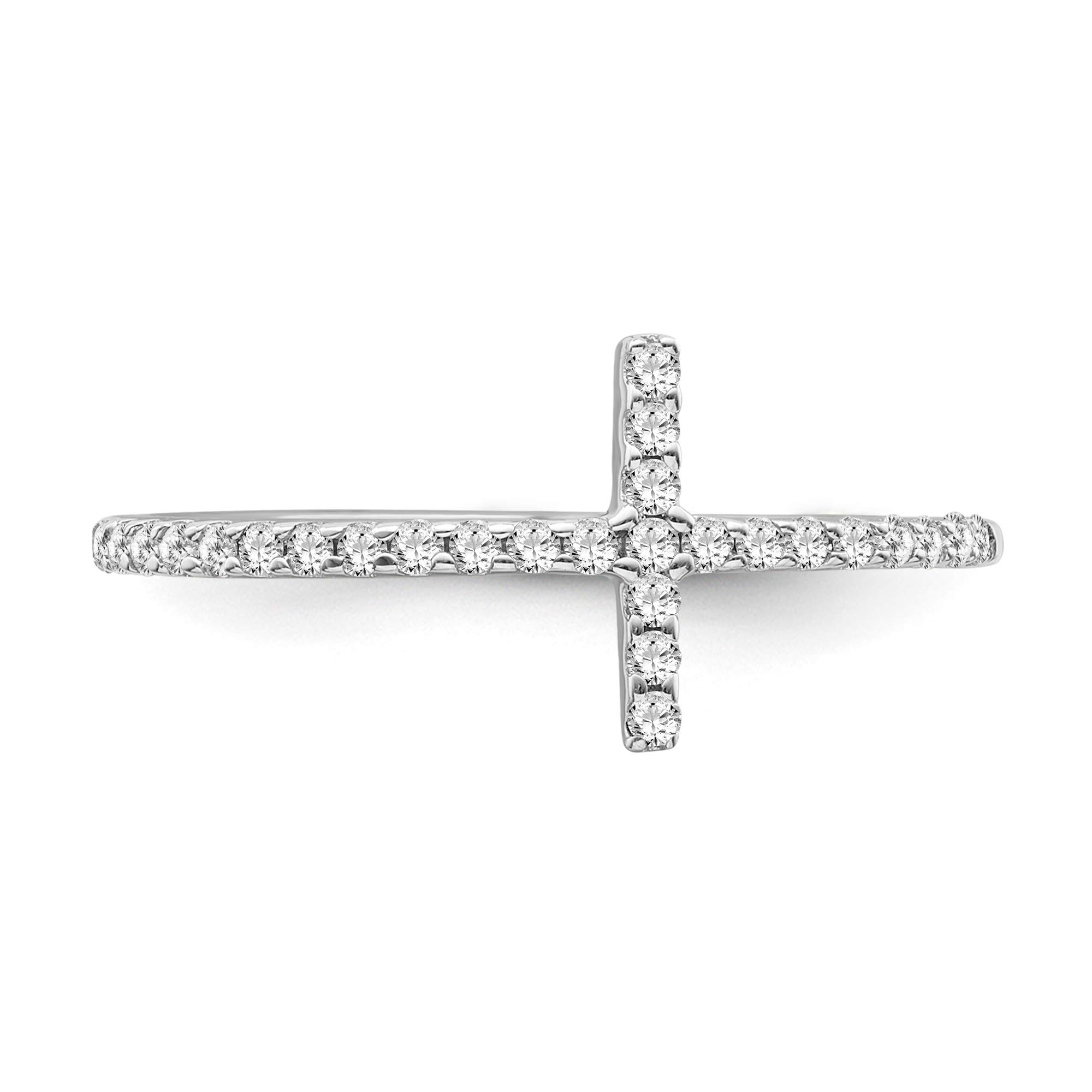 ARAIYA FINE JEWELRY 925 Sterling Silver Round-shape Diamond Cross Band Ring (1/6 cttw, I-J Color, I2-I3 Clarity), Size 8.5