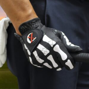 XEIRPRO Skeleton Death Grip Golf Gloves for Men – Funny Golf Gloves for Men – Cool & Tacky Golf Glove 2 Pack – Perfect for Summer & Fall Golfing (Black, Medium, Left)