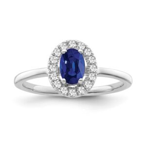 ARAIYA FINE JEWELRY Sterling Silver Diamond and Blue Sapphire Halo Ring (1/6 cttw, I-J Color, I2 Clarity), Size 5.5