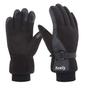 Koxly Winter Gloves Waterproof Windproof 3M Insulated Gloves 3 Fingers Dual-Layer Touchscreen Gloves for Men and Women