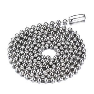 SINLEO Titanium Stainless Steel Small Beads Ball Chain Necklace for Men Women Dog Tag Link Chain Silver 2MM 24 Inches