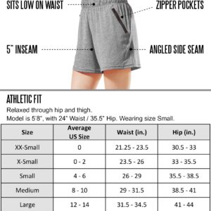 5 Pack: Womens Workout Gym Shorts Casual Lounge Set, Ladies Active Athletic Apparel with Zipper Pockets (Set 2, Large)