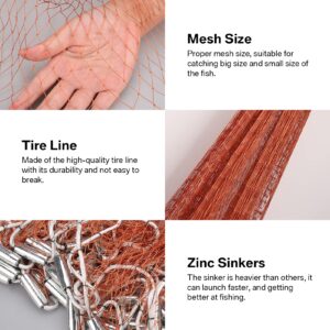 Cast Net for Bait Trap Fish, 4ft 6ft 8ft Radius Cast Nets for Fishing, 3/8 inch Mesh for American Saltwater Freshwater Fishing Net, Easy to Throw Casting Net for Bait Trap Fish