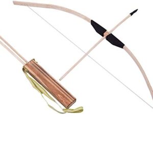 HGUIM Kids Bow Arrow and Wood Quiver Set 3 Safe Arrows Traditional Handmade Bamboo Kids Toy Gifts