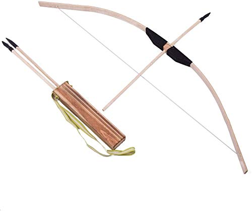 HGUIM Kids Bow Arrow and Wood Quiver Set 3 Safe Arrows Traditional Handmade Bamboo Kids Toy Gifts