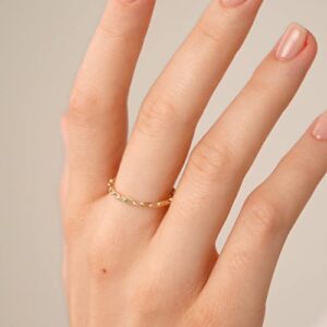 GELIN 14K Solid Gold Chain Ring for Women | 14k Gold Stackable Rings, Size 8