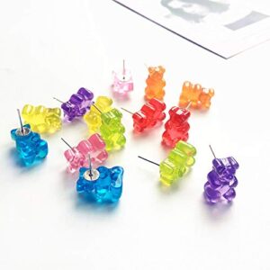 Gummy Bears Earring Set Cute Colorful Candy Color Twinkling Bear Animal Drop Dangle Earring Stud for Women Jewelry-C