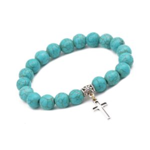 minijewelry cross turquoise bracelet elastic stretch beaded bracelets for women blessing bracelet religion jesus cross