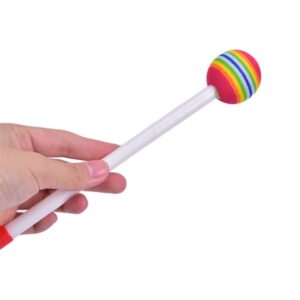 2Pcs Lollipop Round Felt Drum Stick Mallet Hammer Hand Percussion Beat Toy for Kids