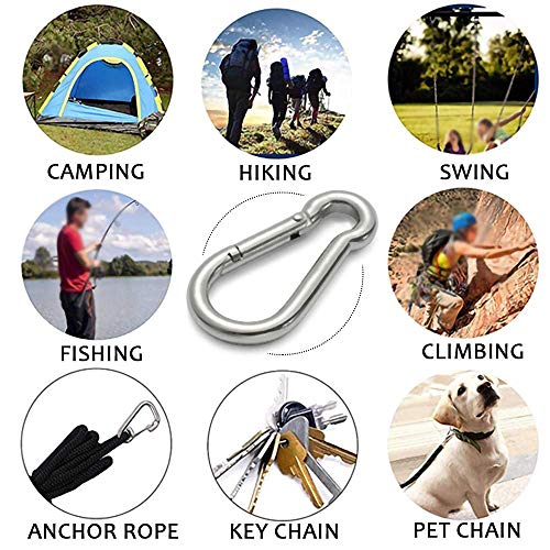 GRANDBUY 4 Inch Large Spring Snap Hook Carabiner, 304 Stainless Steel Snap Hook Heavy Duty Carabiner Clip, Stainless Steel Spring Snap Hook Carabiner Carabiner Outdoor (4 inch,2 Pack)