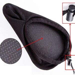 Free-fly Comfortable Gel Bike Seat Cover with Drawstring- Extra Soft Gel Bicycle Seat - Non-Slip Bike Seat Pad Cover for Mountain Road Sports MTB Bike Exercise Bike (Black)