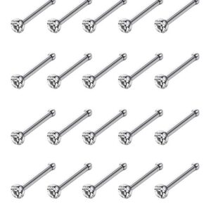 SLVIEKAE 40Pcs Nose Ring Hoop Nose Stud Piercing Hoop Cartilage Tragus Ear Piercing SetNose Studs CZ Hoop Tragus Cartilage Nose Ring Nose Piercing Jewelry (White)