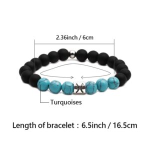 MiniJewelry Pisces Zodiac Sign Turquoise Beads Bracelet for Men Women Elastic Stretch Blessing Constellations Birthday