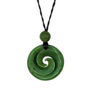 81stgeneration women's men's carved nephrite jade greenstone maori double koru pendant necklace