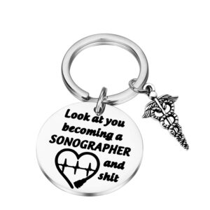 pliti sonographer gifts for women funny ultrasound technician gifts radiologist gift sonography student graduation gift look at you becoming a sonographer and shit keychain (becoming a sonographer)