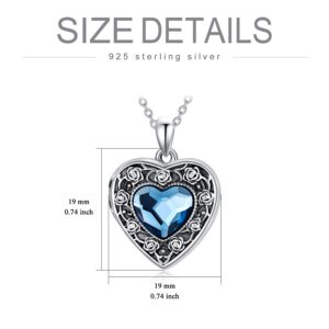 AOBOCO Heart Locket Necklace That Holds Pictures Sterling Silver Flower Lockets Jewelry for Women - Always in My Heart