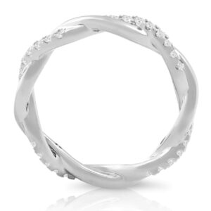 1/3 Ct Diamond Eternity Petite Twist Vine Eternity Wedding Ring 10k White Gold - Size 6