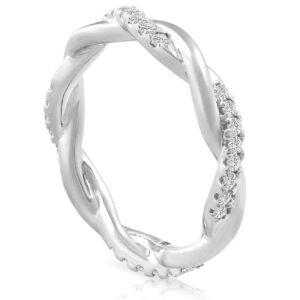 1/3 Ct Diamond Eternity Petite Twist Vine Eternity Wedding Ring 10k White Gold - Size 6