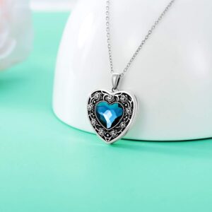 AOBOCO Heart Locket Necklace That Holds Pictures Sterling Silver Flower Lockets Jewelry for Women - Always in My Heart