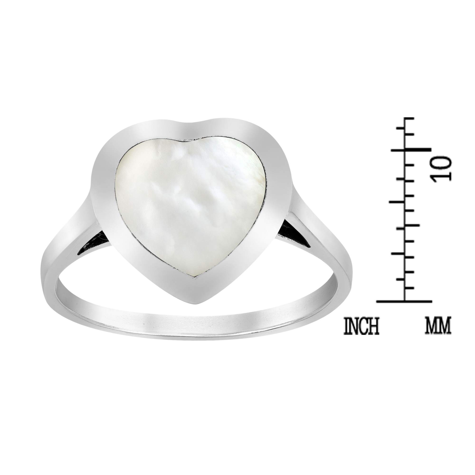 AeraVida Heart of Compassion White Mother of Pearl Inlay .925 Sterling Silver Ring (8)