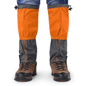 RiToEasysports Leg Gaiters Waterproof Snow Boot Gaiters for Outdoor Backpacking Climbing Fishing Hunting(Orange)