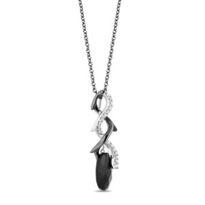 jewelili enchanted disney fine jewelry sterling silver with black rhodium 1/10 cttw diamond and onyx maleficent pendant