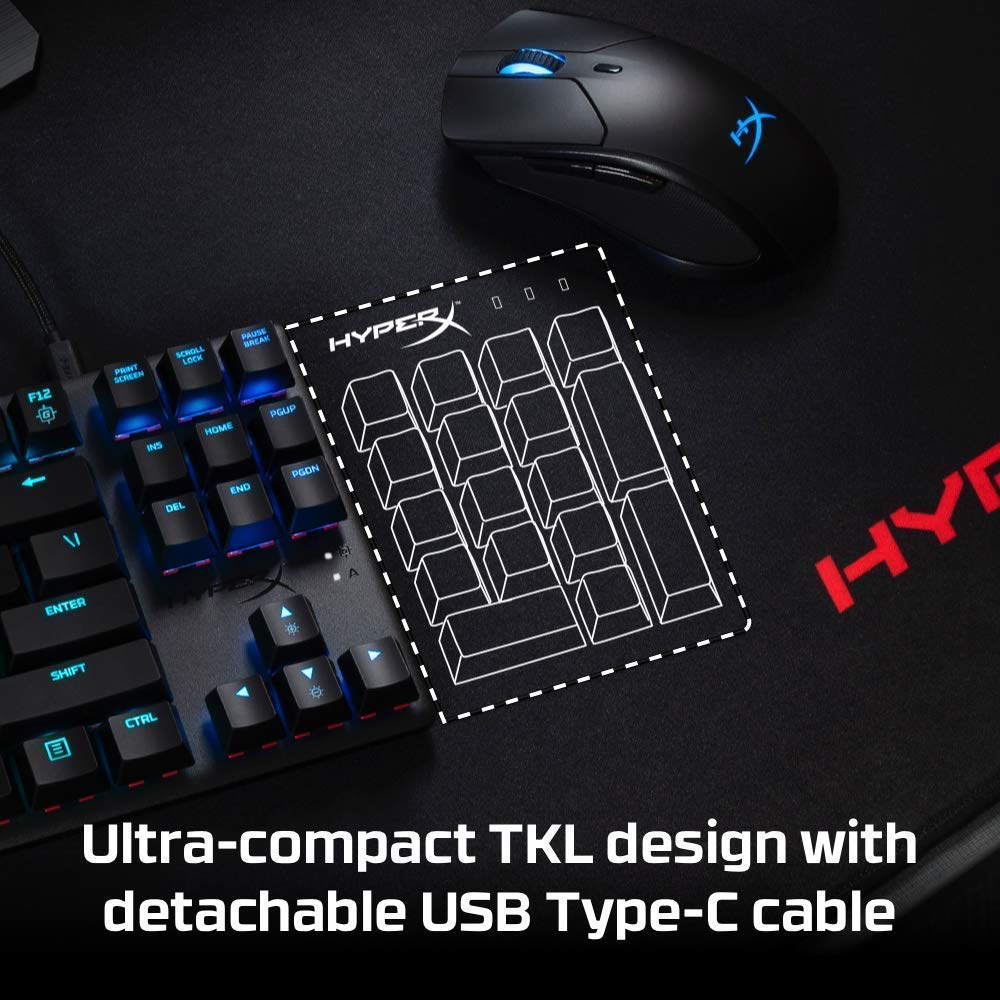 HyperX Alloy Origins Core Mechanical Gaming Keyboard Tenkeyless Aqua Switch Tactile RGB NGENUITY Backlit Keys Anti-Ghosting for PC, PS5, PS4, Xbox Series X|S, Xbox One, Computer Setup, Black (Renewed)