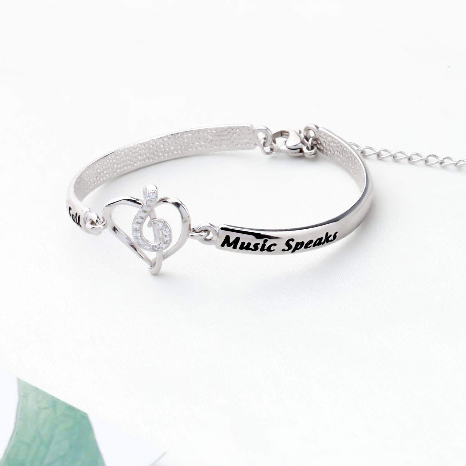 TGBJE Music Bracelet Music Gift Where Words Fail Music Speak Music Lover Gift Music Teacher Gift (Music bangle)