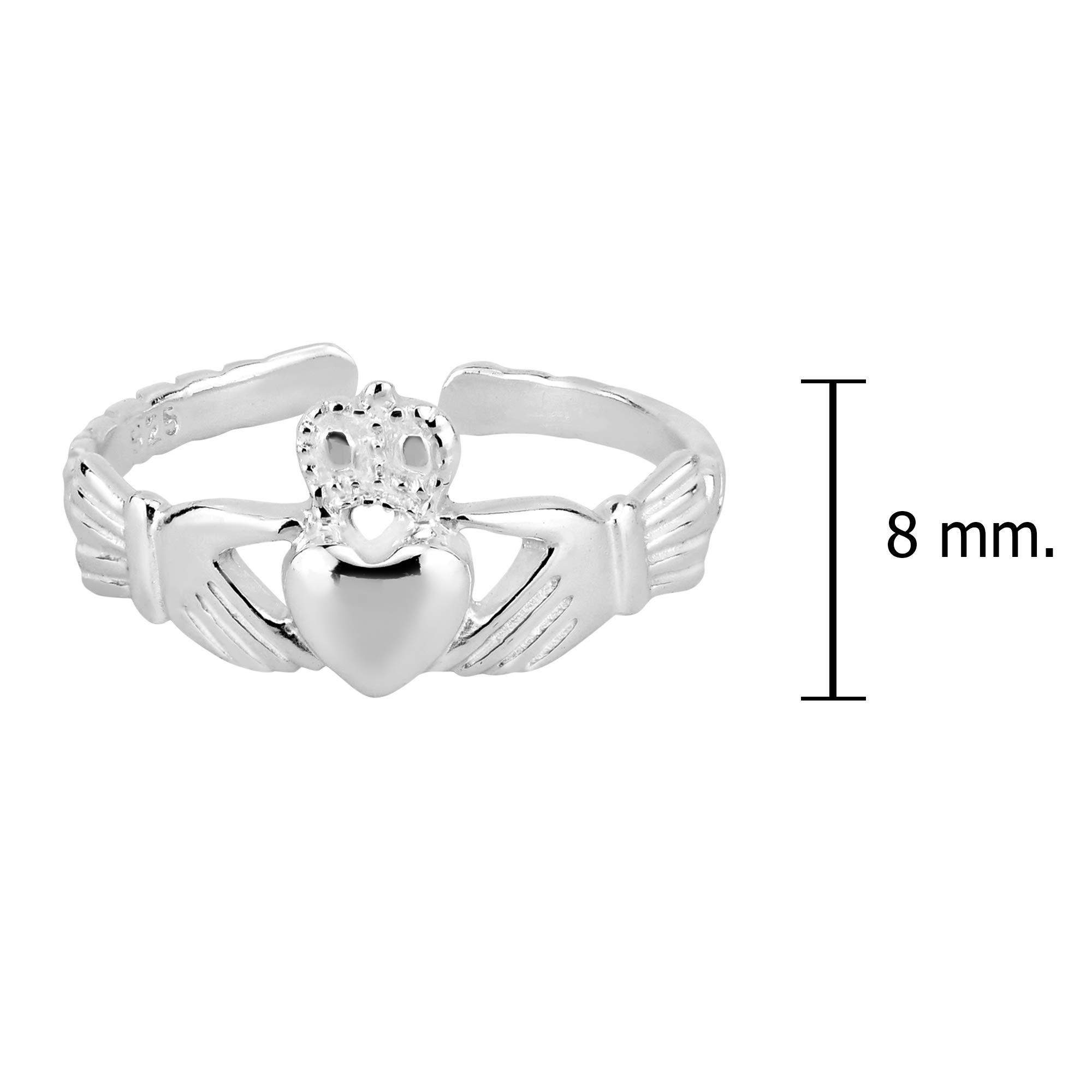 AeraVida Promise Of Love Royal Claddagh .925 Sterling Silver Toe or Pinky Ring