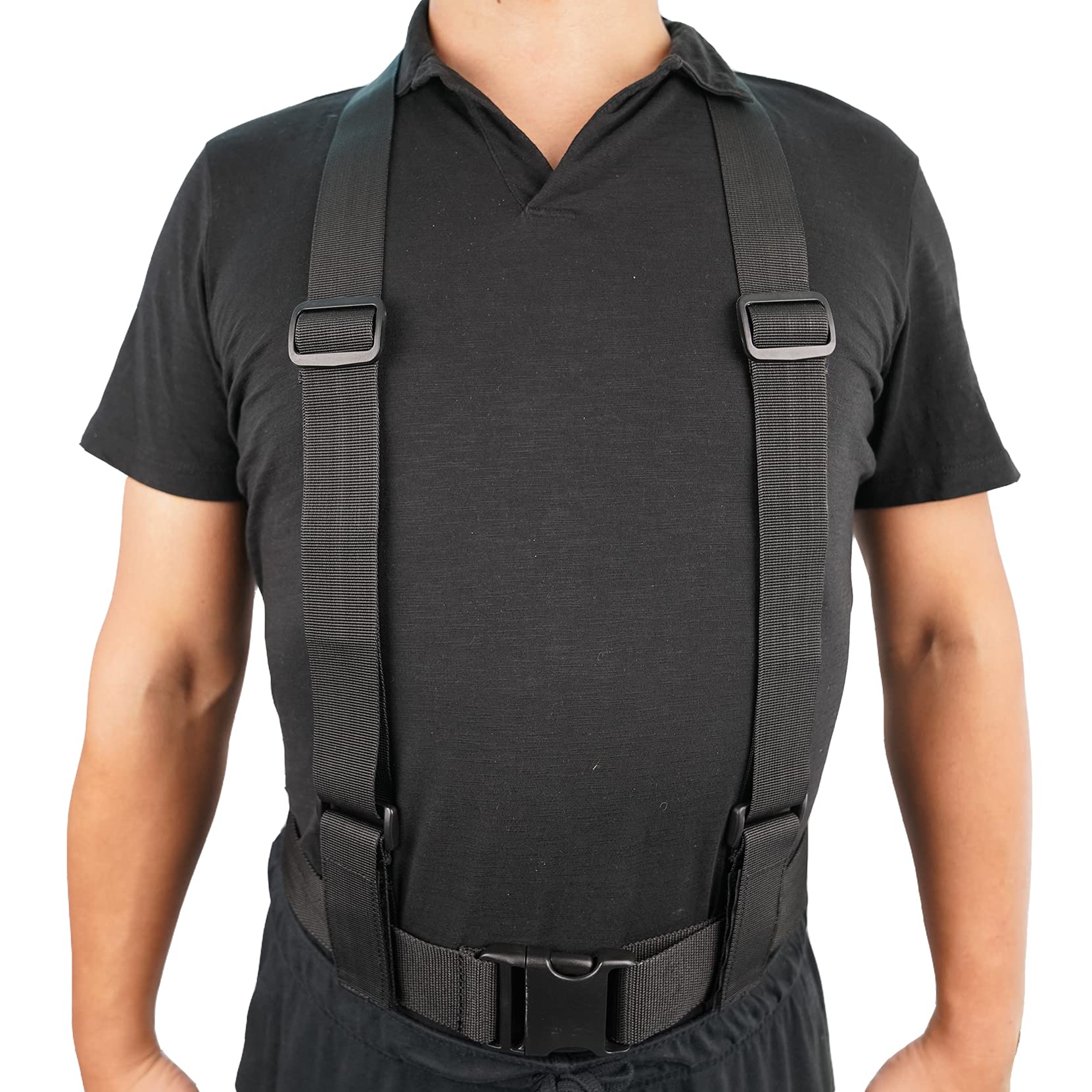 Melo Tough Tactical Suspenders Police Suspenders for Duty Belt with Durable Suspender Loop up 2.25 inch (Black)