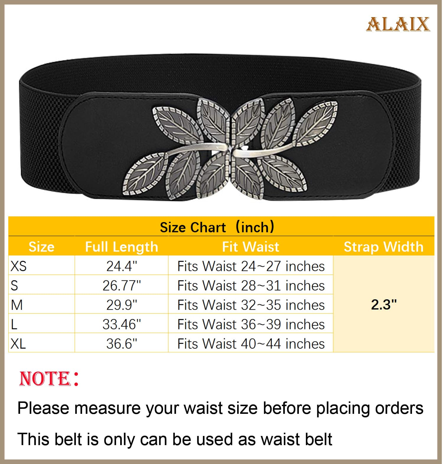 ALAIX Women's Stretchy Belt for Dresses Jumpsuit Coat Belt Vintage Elastic Wide Leaf Waist Belt Waistband