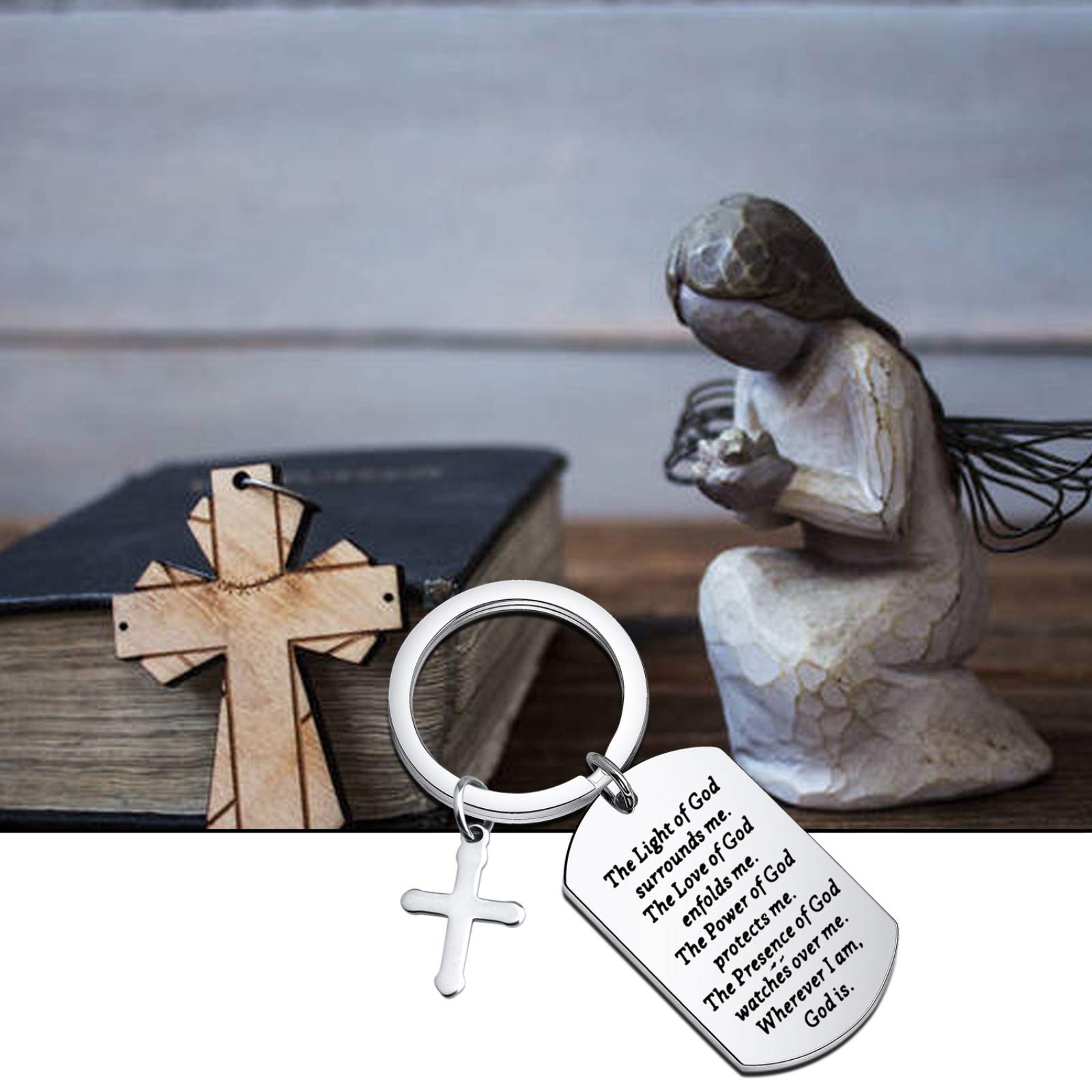 Gzrlyf Christian Gifts Prayer for Protection Key Rings Religious Gifts for Christian Pastor Gifts (Prayer for Protection Keychain)