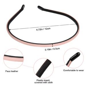 6 Pieces Plastic Skinny Headband Thin Leather Covered Headband Hair Loop Clasp Hairbands Solid Simple Headband for Women and Girls, 6 Colors