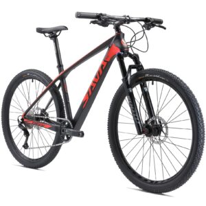 savadeck carbon fiber mountain bike, deck6.1 mtb 27.5" complete hard tail mountain bicycle 12 speeds with deore m6100 group set (black red, 29x17'')