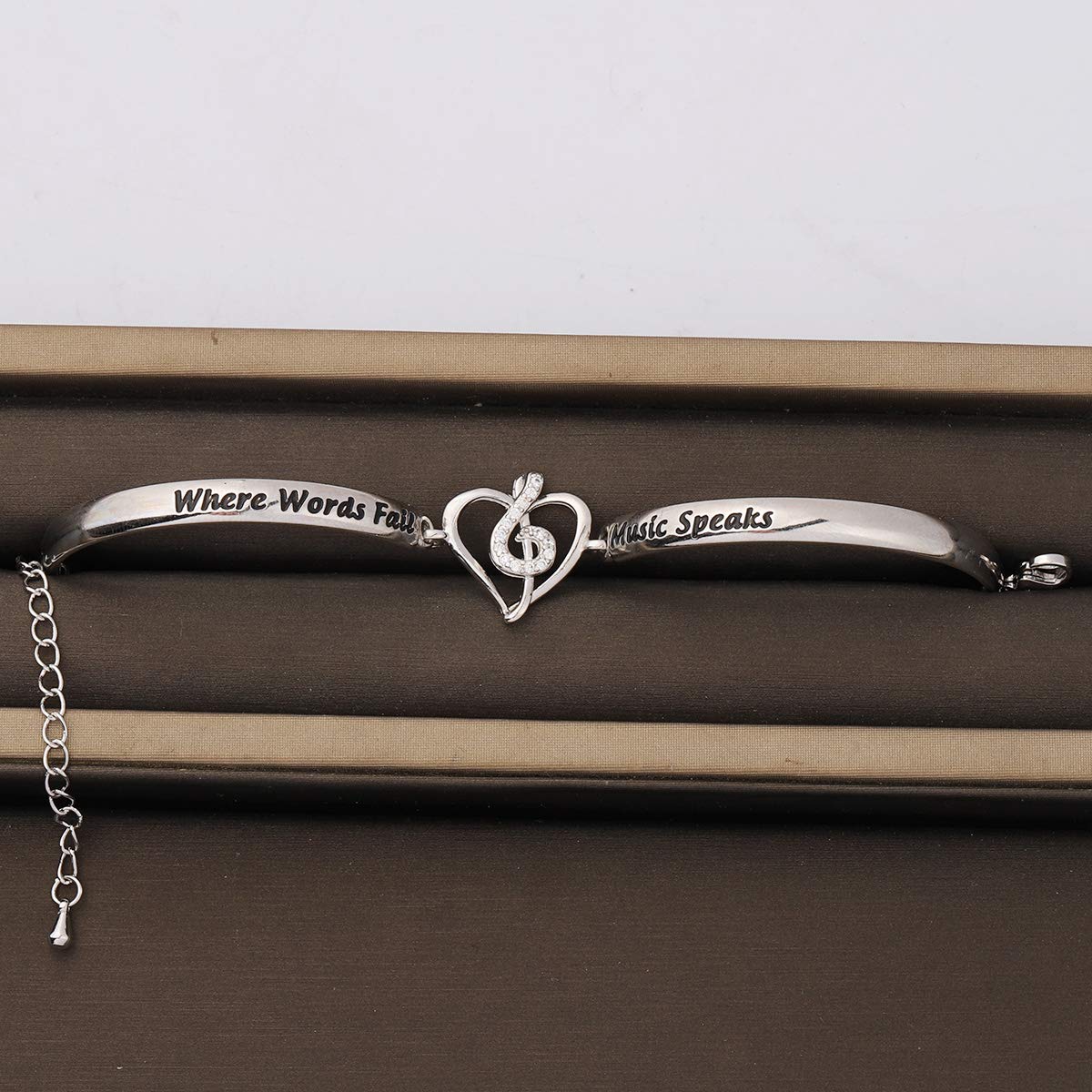 TGBJE Music Bracelet Music Gift Where Words Fail Music Speak Music Lover Gift Music Teacher Gift (Music bangle)