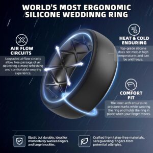 Egnaro Silicone Ring Men, Inner Arc Ergonomic Breathable Design Mens Rubber Wedding Band, 7 Rings / 4 Rings / 1 Ring Engagement Bands Promise Anniversary Rings, Suitable for Sports, Workout, Gym