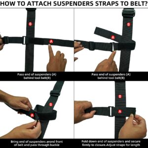 Melo Tough Tactical Suspenders Police Suspenders for Duty Belt with Durable Suspender Loop up 2.25 inch (Black)