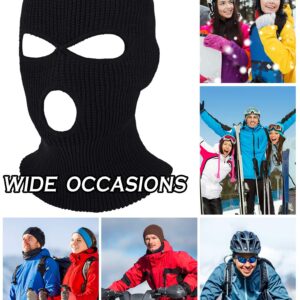 Geyoga 3 Pcs 3 Holes Knitted Full Face Cover Ski Mask Winter Knit Balaclava Outdoor Sports Thermal Ski Cover for Men Women(Black, Medium)