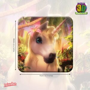 3D LiveLife Cork Coaster - Cute Uni from Deluxebase. Lenticular 3D Unicorn Coaster. Non-Slip Table Coasters Featuring Original Artwork by David Penfound. Ideal for Home Decor.