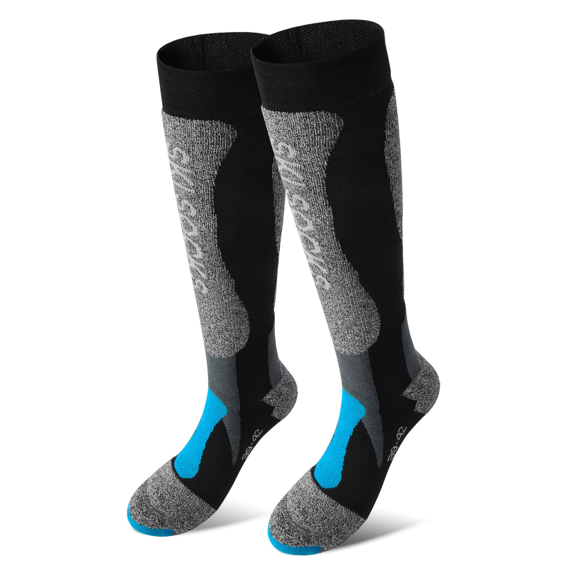 MCTi Ski Socks Thermolite Winter Thermal Snow Snowboard Hiking Over the Calf Long Socks 2 Pairs