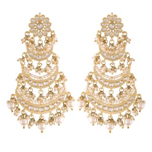 i jewels gold plated indian wedding bollywood stunning antique finish chandbali kundan & pearl earrings for women (e2859)