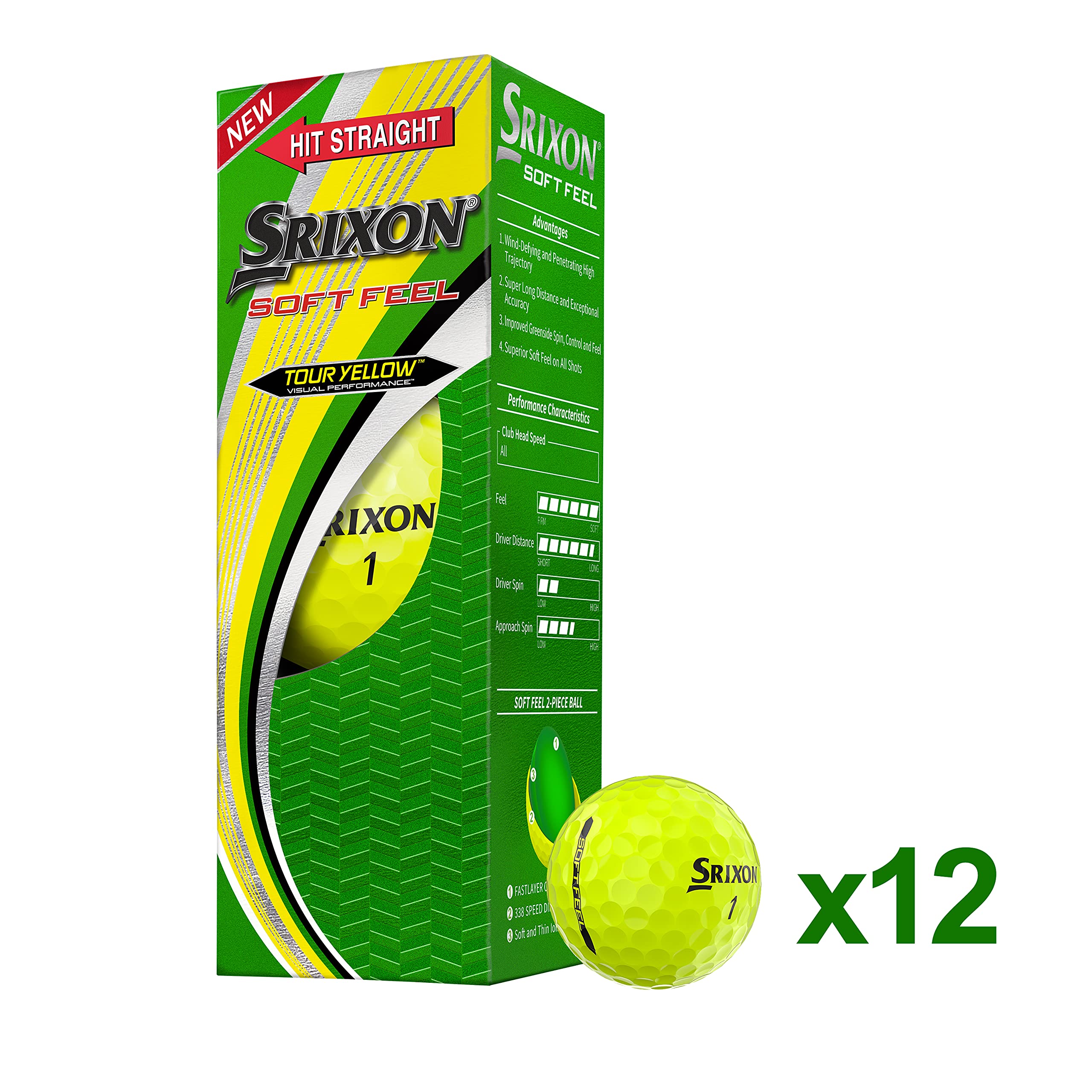 Srixon Golf Soft Feel 12 TYL, Yellow