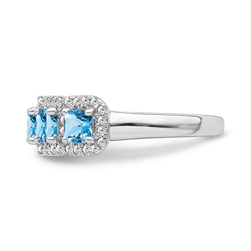 ARAIYA FINE JEWELRY Sterling Silver Diamond and Blue Topaz Ring (1/3 cttw, I-J Color, I2-I3 Clarity), Size 9