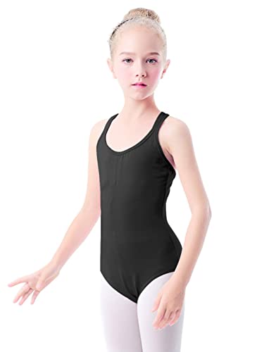 Daydance Black Dance Leotards for Girls, Sleeveless Camisole Ballet Outfits